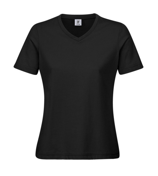 Damen 60°C Arbeits-T-Shirt V-Ausschnitt schwarz