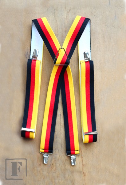 Hosenträger in Deutschlandfarben schwarz rot gold gelb Streifen
