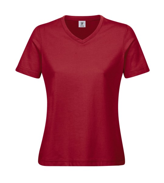 Damen 60°C Arbeits-T-Shirt V-Ausschnitt bordeaux