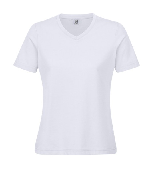 Damen 60°C Arbeits-T-Shirt V-Ausschnitt weiss