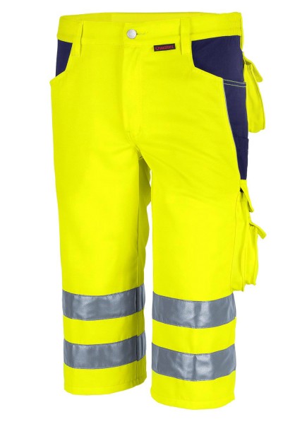 Qualitex Pro Warnschutz Short - moderne Arbeitshose kurz gelb blau