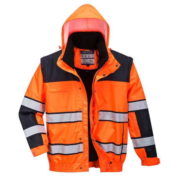 Warnschutz Arbeitsjacke Winter orange schwarz