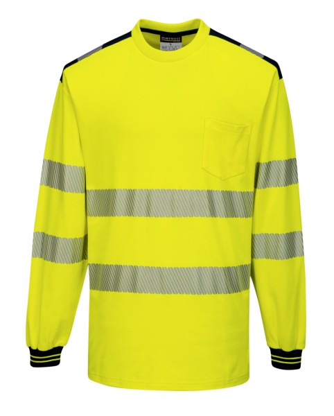 langarm Warnschutz T-Shirt gelb schwarz S bis Übergröße 5XL